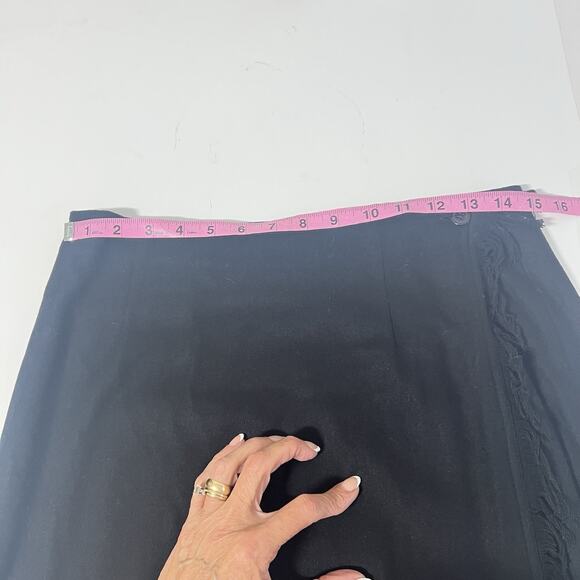 Austin Clothing Co Women Black Wool Blend Midi Wrap Skirt Fringe Size M OldMoney - Picture 7 of 10